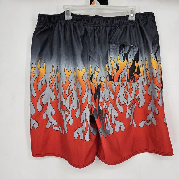 Vintage SideOut Board Shorts Mens Extra Large Dragon Flames Swim Trunks Y2K XL - Picture 3 of 8